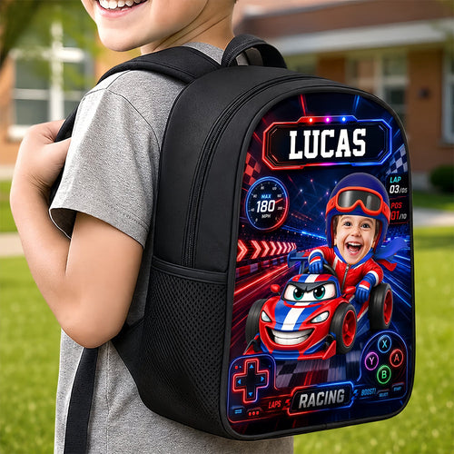 Custom Photo Kids Front Printed Backpack Personalized Back To School Gifts For Kids Cruising Into