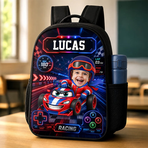 Custom Photo Kids Front Printed Backpack Personalized Back To School Gifts For Kids Cruising Into