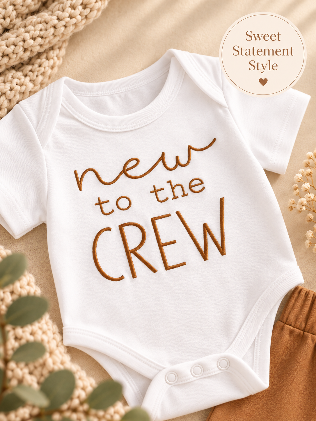 New to the Crew Baby Outfit, 3 Piece Newborn Coming Home Set, Neutral Baby Boy Girl Outfit, Baby Shower Gift, Knot Hat & Pants